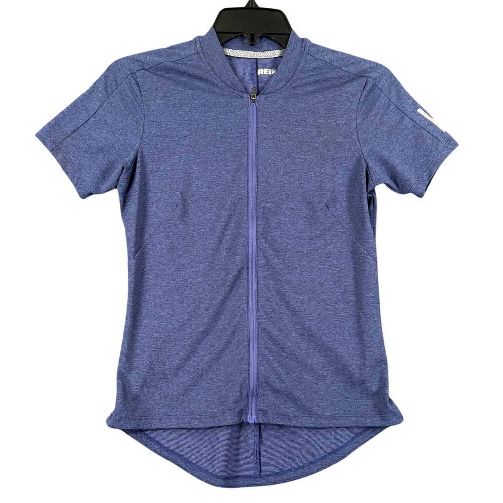 REI Co-op Cycling Jersey Women XS Blue Full Zip Reflective Pockets Biking Top